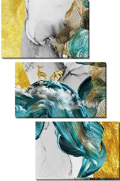 Модульная картина Два золотых оленя №2