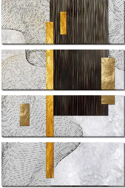 Модульная картина Геометрическая абстракция и золотые линии