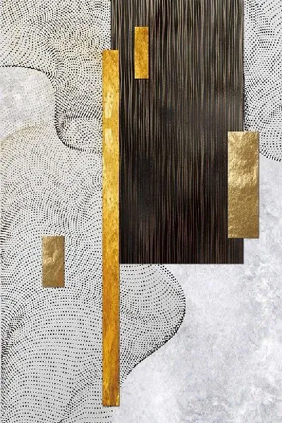 Плакат Геометрическая абстракция и золотые линии