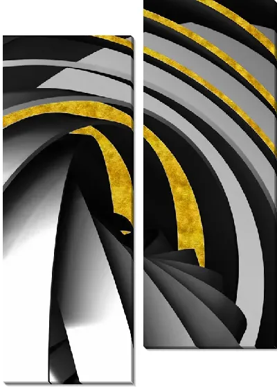 Модульная картина Геометрия золотой абстракции