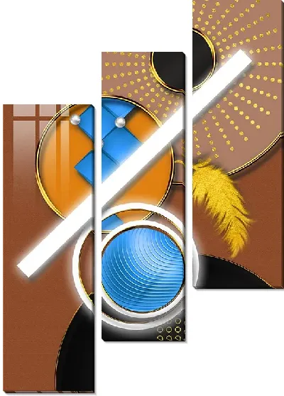 Модульная картина Золотое перо в арт композиции