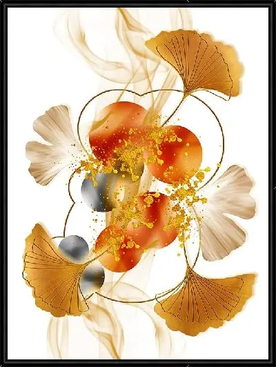 Картина Золотые цветы на белом фоне