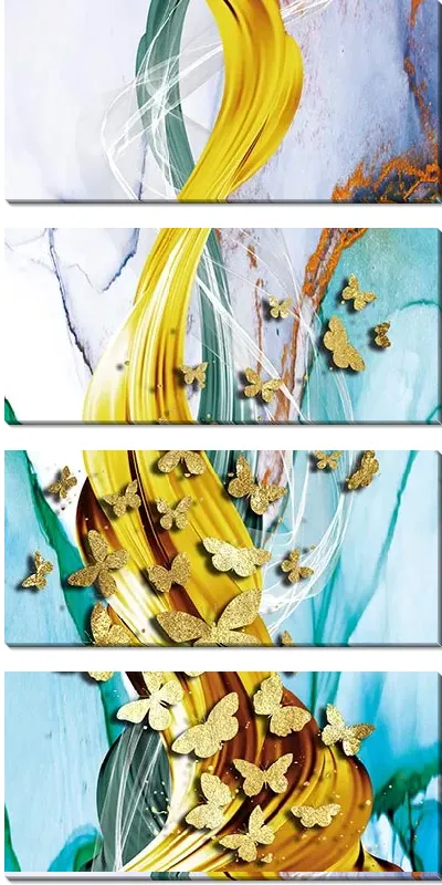 Модульная картина Золотые бабочки абстракции
