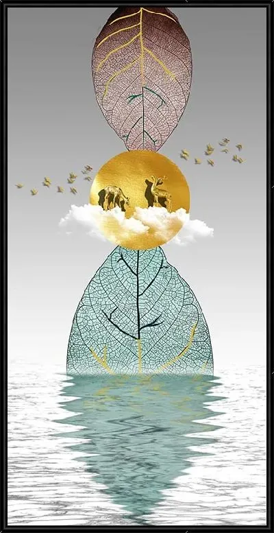 Картина Листья над водой