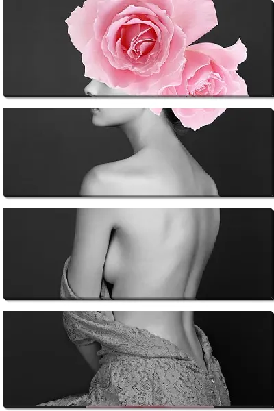 Модульная картина Девушка с розовыми розами