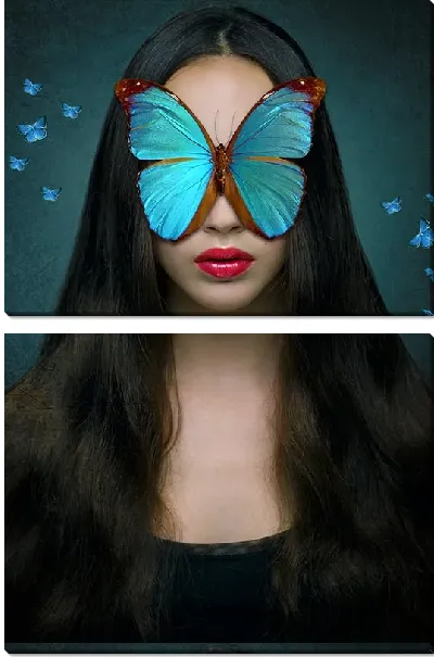 Модульная картина Девушка и бабочка