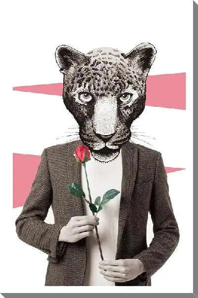 Постер Леопард в одежде с розой