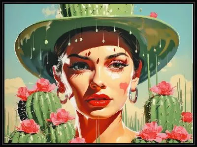 Девушка на фоне кактусов