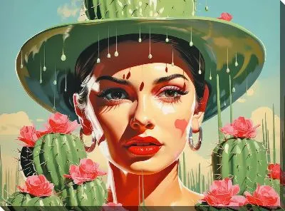 Девушка на фоне кактусов