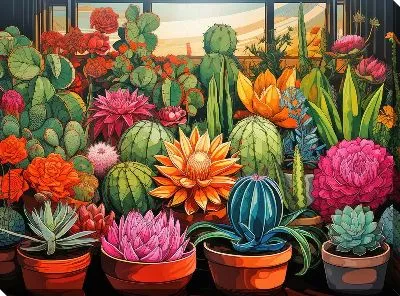 Картина маслом Кактусы №3