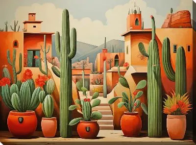 Картина маслом Кактусы №10