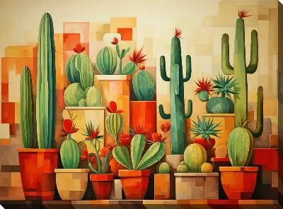 Картина маслом Кактусы №11