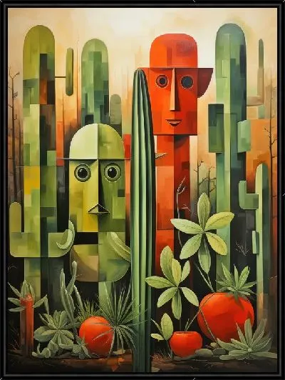 Картина Кактусы в стиле кубизма №7