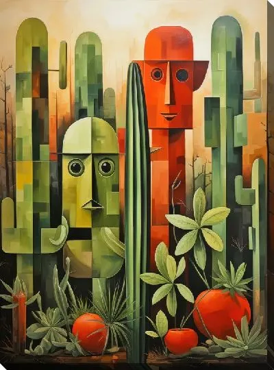 Постер Кактусы в стиле кубизма №7