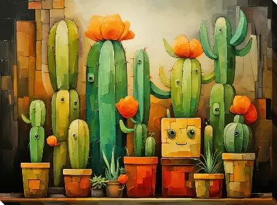 Картина маслом Арт кактусы №2