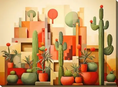Картина маслом Арт кактусы №3