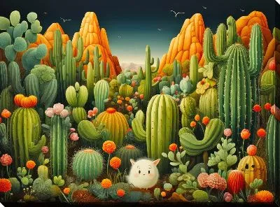 Картина маслом Арт кактусы №4