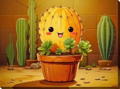 Картина маслом Кактус для детской