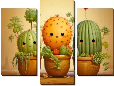 Модульная картина Кактусы для детской