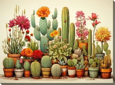 Картина маслом Кактусы №14