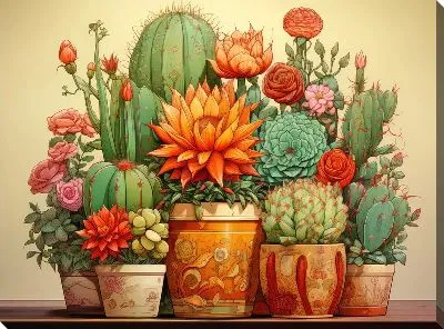 Картина маслом Кактусы №15