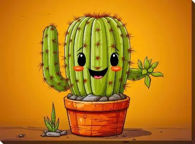 Картина маслом Кактус для детской №3