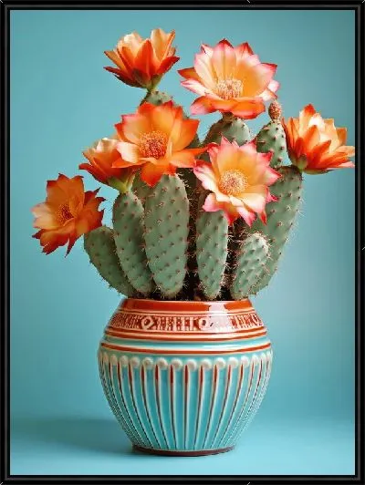 Картина Цветущий кактус в горшке