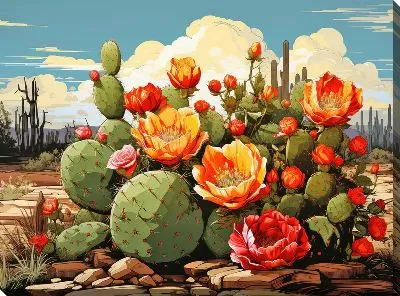 Картина маслом Кактусы №19