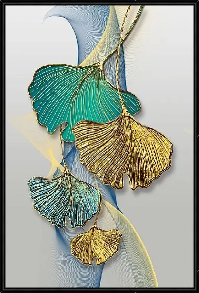 Картина Листья в золотой оправе