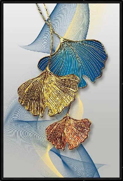 Картина Листья в золотой оправе №2