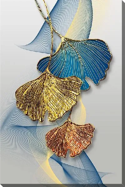 Постер Листья в золотой оправе №2