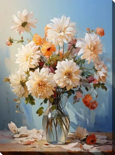 Картина маслом Хризантемы №81