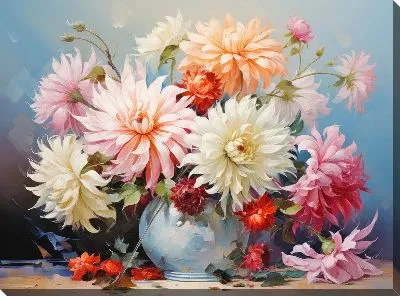 Картина маслом Хризантемы №82