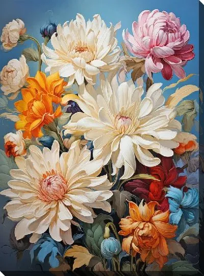 Картина маслом Хризантемы №84