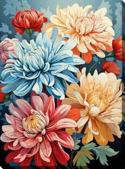 Картина маслом Хризантемы №88