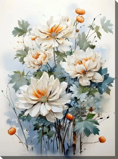 Картина маслом Хризантемы №92