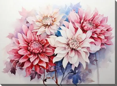 Картина маслом Хризантемы в акварельном стиле №4