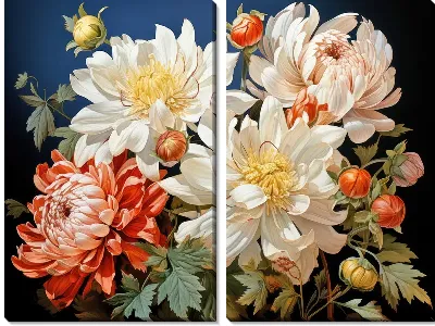 Модульная картина Хризантемы №100