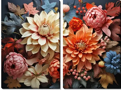 Модульная картина Хризантемы №117