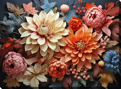 Картина маслом Хризантемы №117