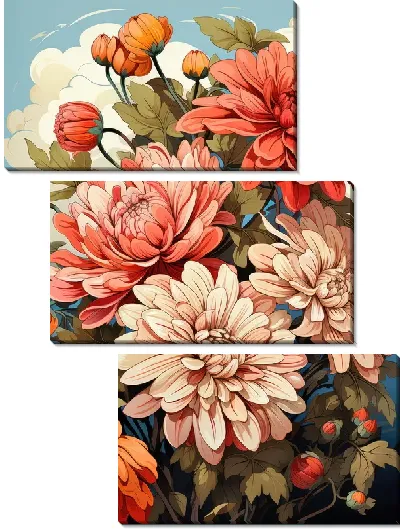 Модульная картина Хризантемы №118