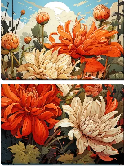 Модульная картина Хризантемы №121