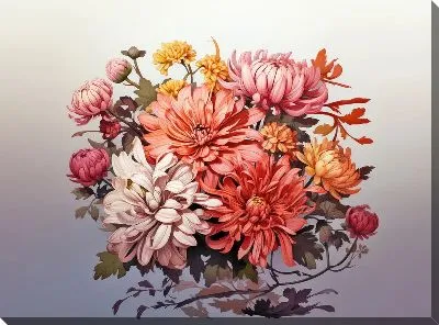 Картина маслом Хризантемы №123