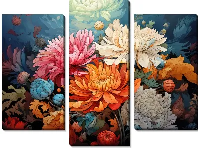 Модульная картина Хризантемы №126
