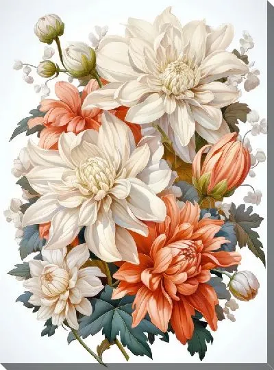 Картина маслом Хризантемы №127