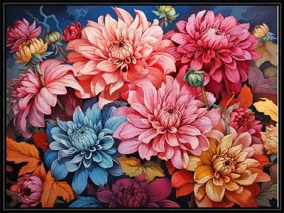 Картина Хризантемы №128