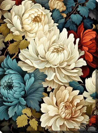 Картина маслом Хризантемы №130