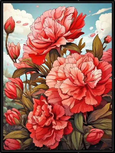 Картина Крупные бутоны алых гвоздик