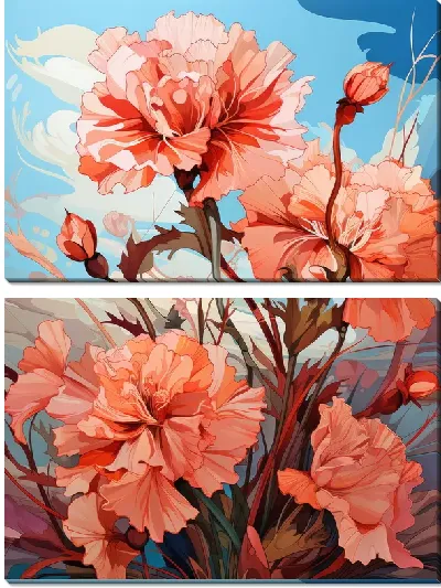 Модульная картина Гвоздики на фоне неба