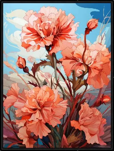 Картина Гвоздики на фоне неба